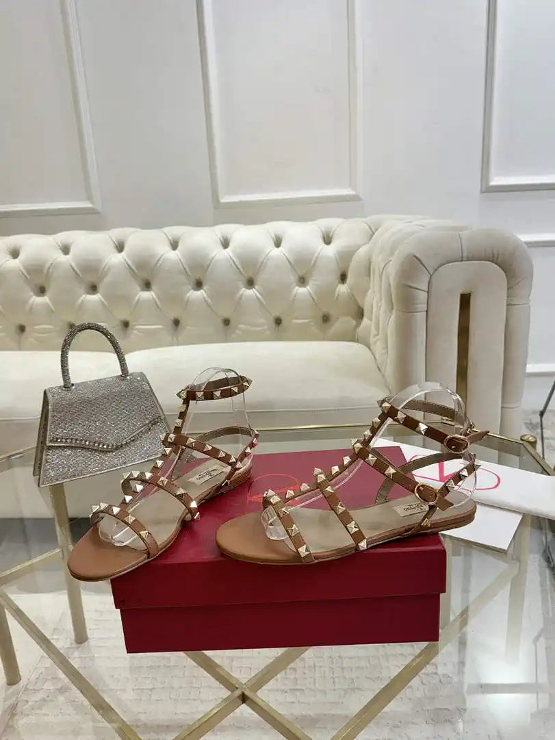 Valentino WS0A05VOD Rockstud Flat Calfskin Sandal With Straps V98905