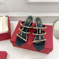 Valentino WS0C47VOD Rockstud Calfskin Leather Slide Sandal 90MM V98861 - 60MM / US 4=Euro 35 - View 1