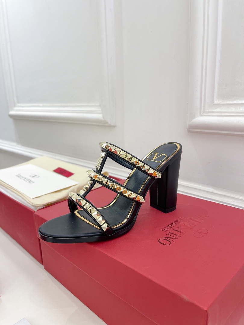 Valentino WS0C47VOD Rockstud Calfskin Leather Slide Sandal 90MM V98861