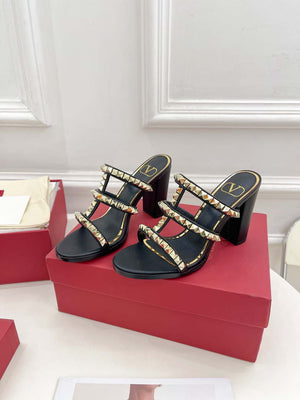 Valentino WS0C47VOD Rockstud Calfskin Leather Slide Sandal 90MM V98861 - 60MM / US 4=Euro 35 - View 6