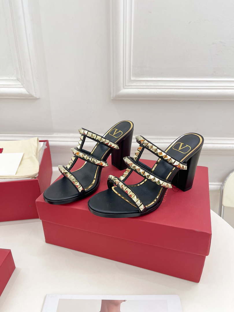 Valentino WS0C47VOD Rockstud Calfskin Leather Slide Sandal 90MM V98861