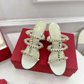 Valentino WS0C47VOD Rockstud Calfskin Leather Slide Sandal 90MM V98862 - 60MM / US 4=Euro 35 - View 1