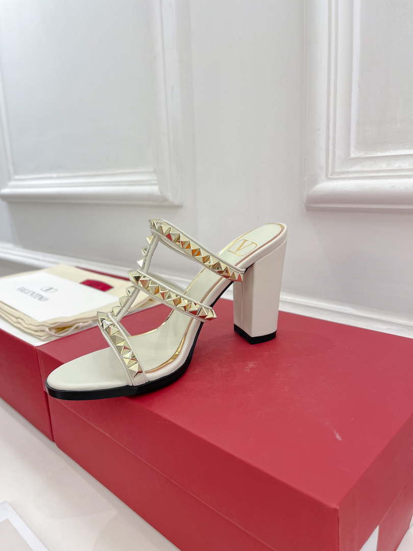 Valentino WS0C47VOD Rockstud Calfskin Leather Slide Sandal 90MM V98862