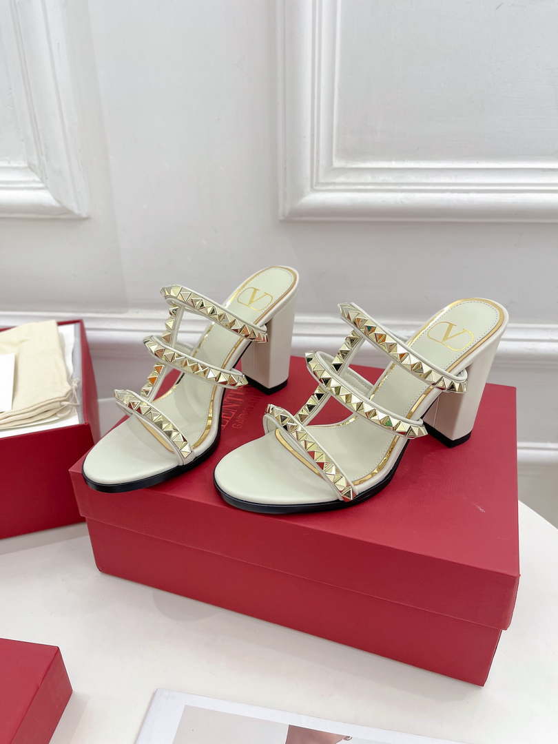 Valentino WS0C47VOD Rockstud Calfskin Leather Slide Sandal 90MM V98862