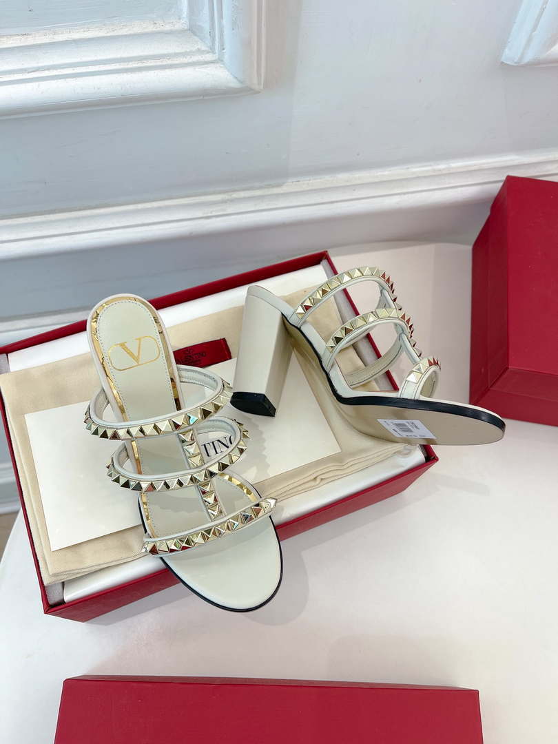 Valentino WS0C47VOD Rockstud Calfskin Leather Slide Sandal 90MM V98862