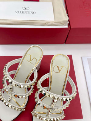 Valentino WS0C47VOD Rockstud Calfskin Leather Slide Sandal 90MM V98862 - 60MM / US 4=Euro 35 - View 8