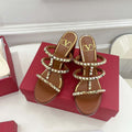 Valentino WS0C47VOD Rockstud Calfskin Leather Slide Sandal 90MM V98863 - 60MM / US 4=Euro 35 - View 1