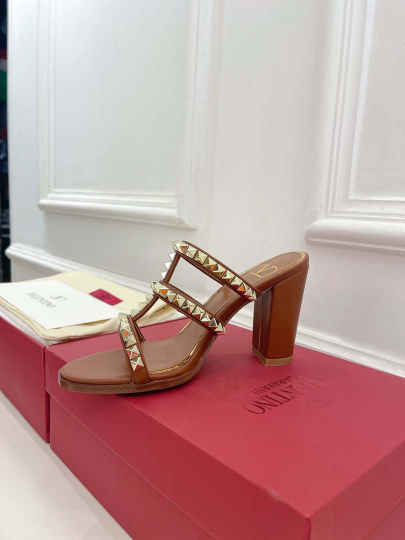 Valentino WS0C47VOD Rockstud Calfskin Leather Slide Sandal 90MM V98863