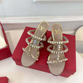 Valentino WS0C47VOD Rockstud Calfskin Leather Slide Sandal 90MM V98864 - 60MM / US 4=Euro 35 - View 1