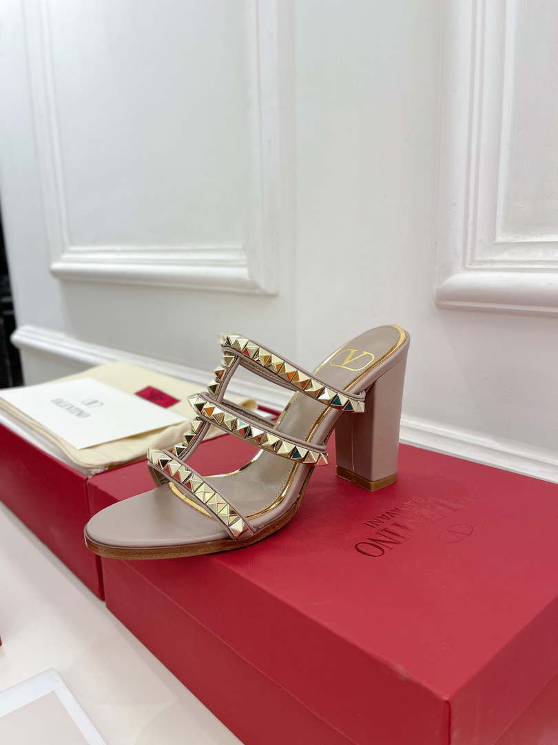 Valentino WS0C47VOD Rockstud Calfskin Leather Slide Sandal 90MM V98864