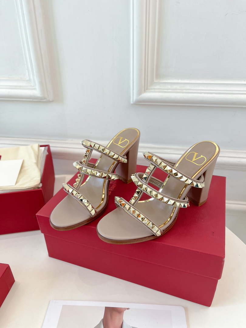 Valentino WS0C47VOD Rockstud Calfskin Leather Slide Sandal 90MM V98864