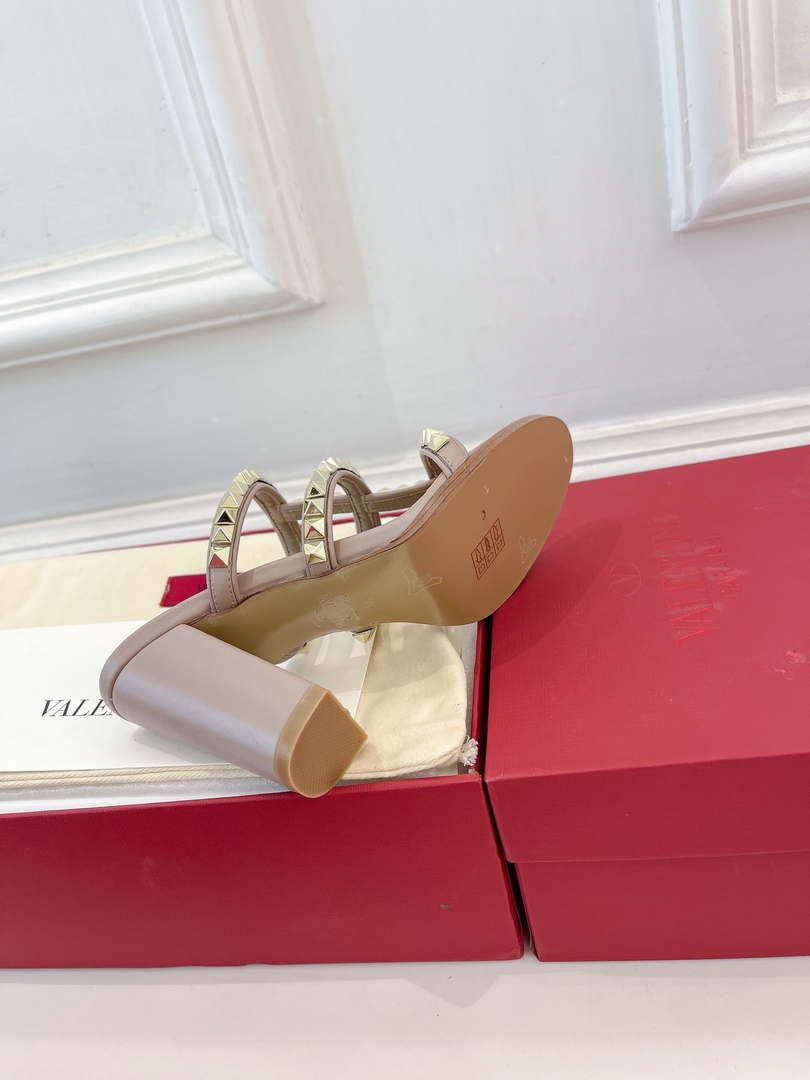 Valentino WS0C47VOD Rockstud Calfskin Leather Slide Sandal 90MM V98864