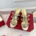 Valentino WS0C47VOD Rockstud Calfskin Leather Slide Sandal 90MM V98865 - 60MM / US 4=Euro 35 - View 1