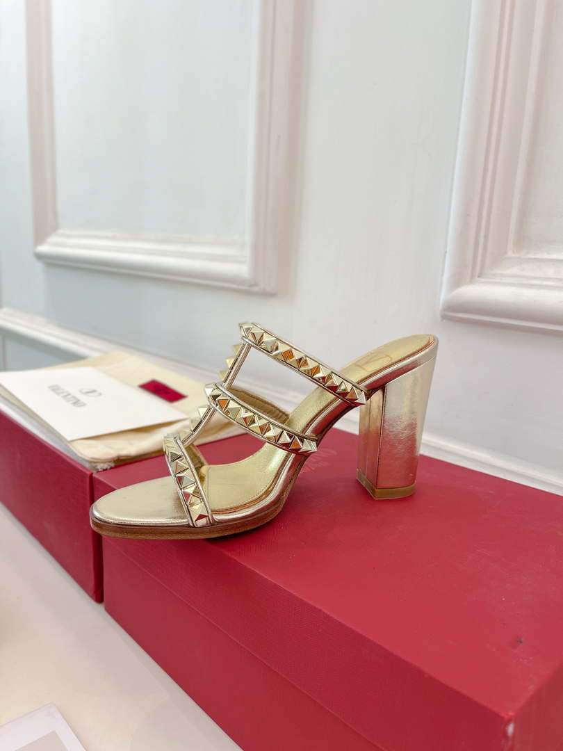 Valentino WS0C47VOD Rockstud Calfskin Leather Slide Sandal 90MM V98865
