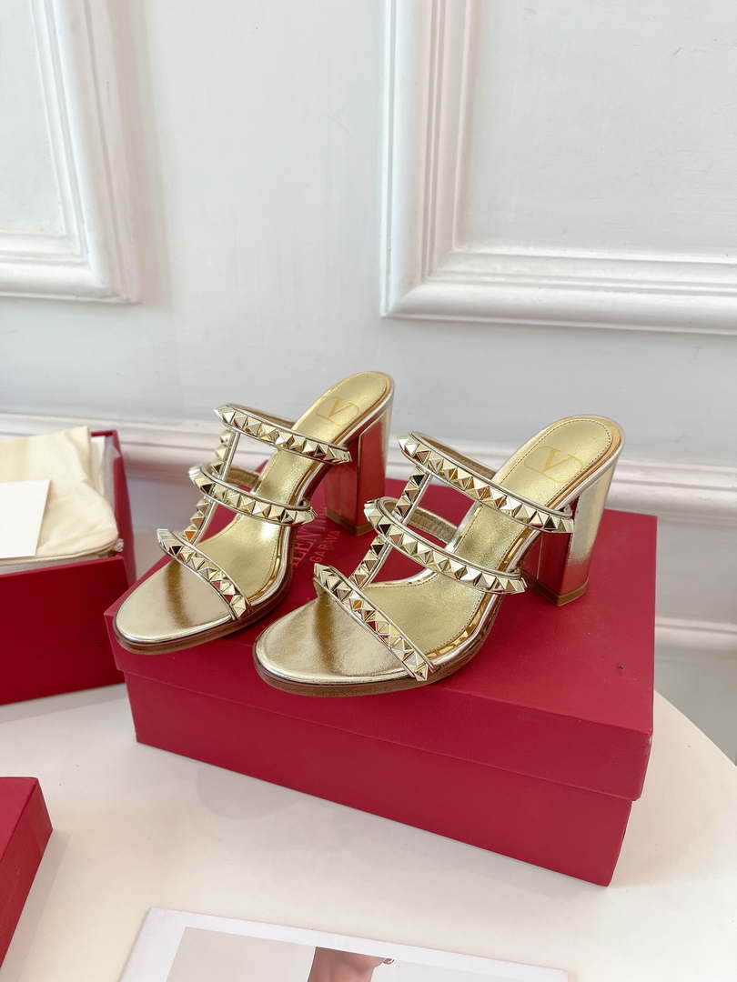 Valentino WS0C47VOD Rockstud Calfskin Leather Slide Sandal 90MM V98865