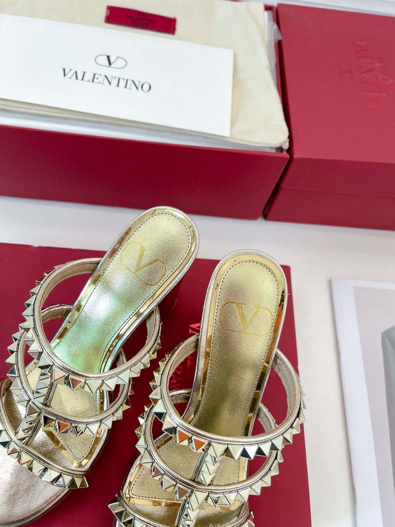 Valentino WS0C47VOD Rockstud Calfskin Leather Slide Sandal 90MM V98865