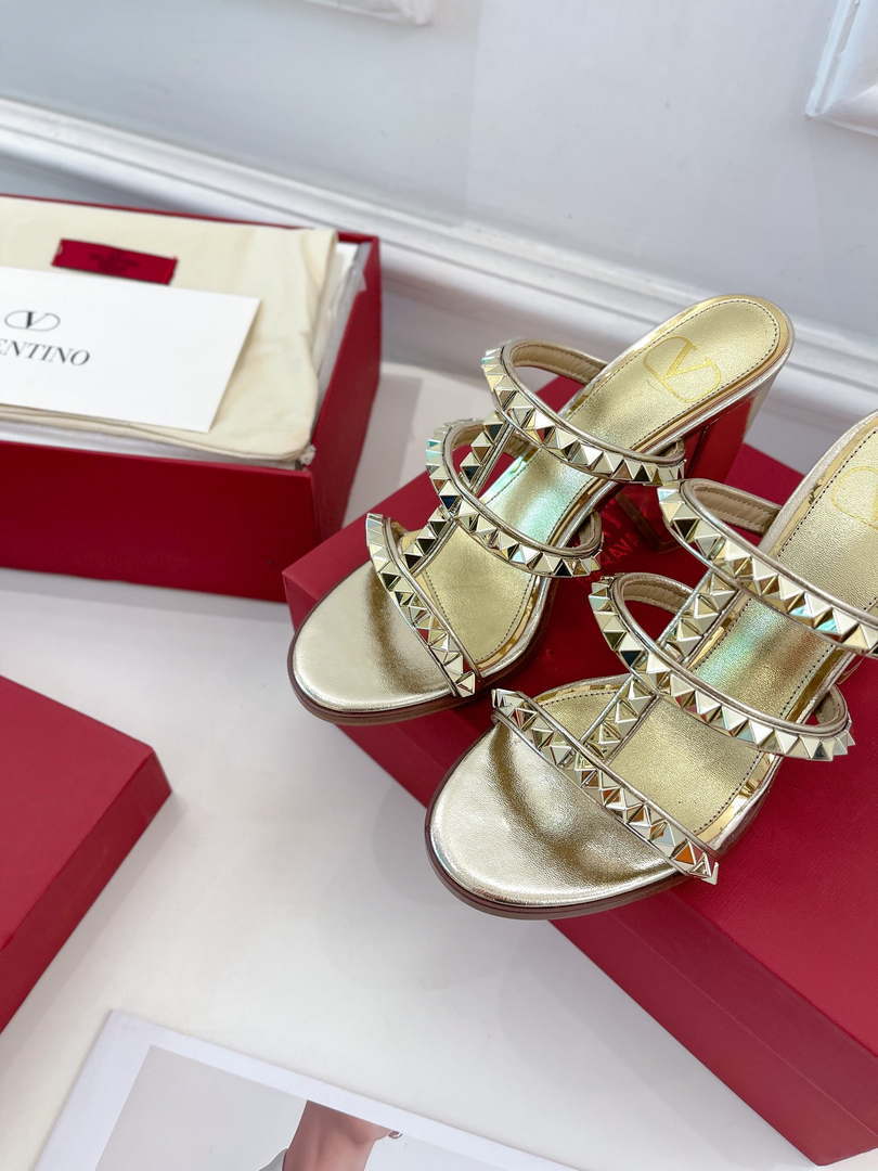 Valentino WS0C47VOD Rockstud Calfskin Leather Slide Sandal 90MM V98865