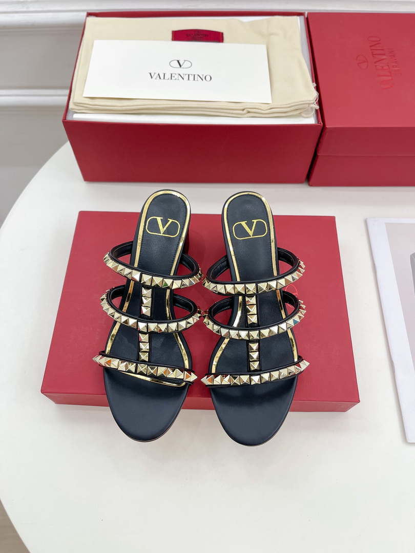 Valentino WS0C47VOD Rockstud Calfskin Leather Slide Sandal 60MM V98866