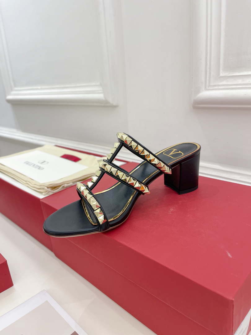 Valentino WS0C47VOD Rockstud Calfskin Leather Slide Sandal 60MM V98866