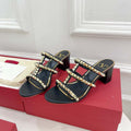 Valentino WS0C47VOD Rockstud Calfskin Leather Slide Sandal 60MM V98866 - 60MM / US 4=Euro 35 - View 1