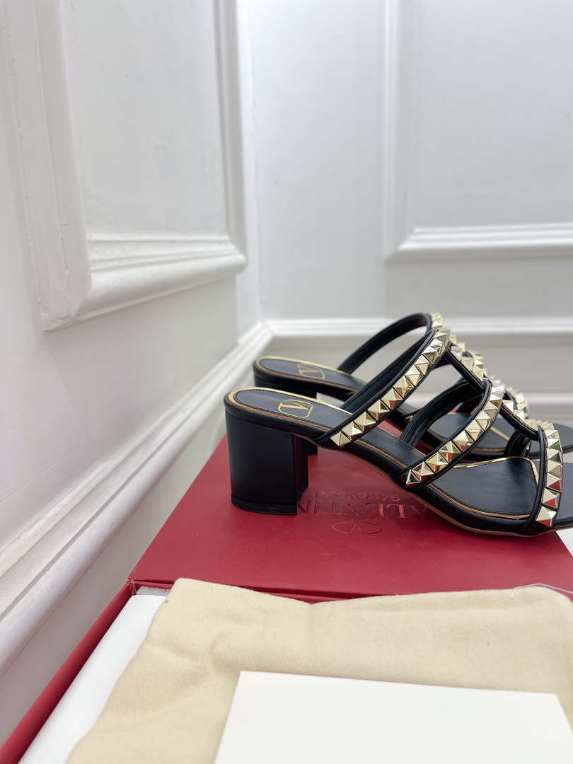 Valentino WS0C47VOD Rockstud Calfskin Leather Slide Sandal 60MM V98866