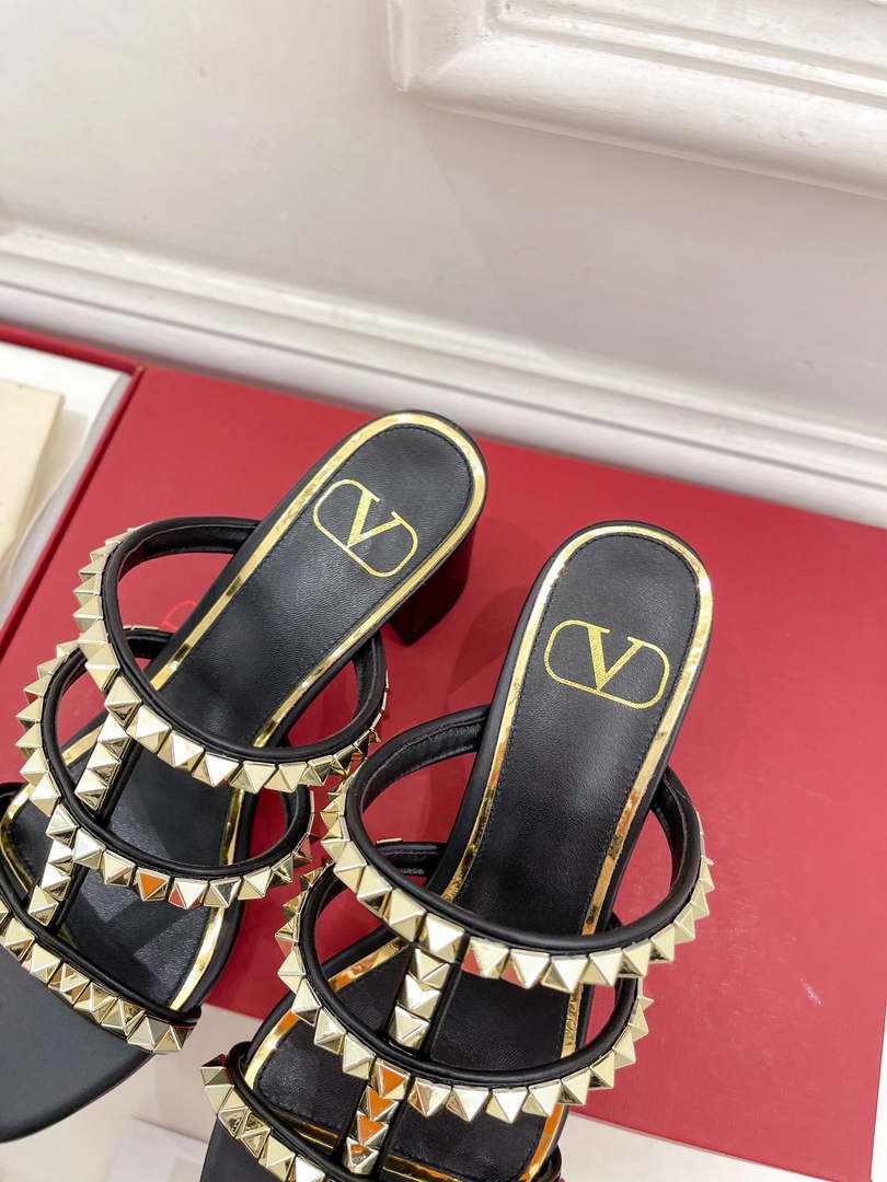 Valentino WS0C47VOD Rockstud Calfskin Leather Slide Sandal 60MM V98866