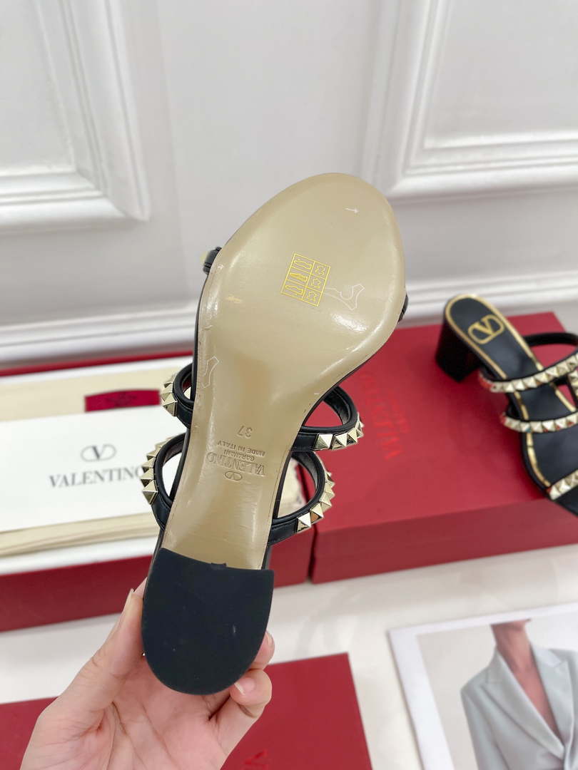 Valentino WS0C47VOD Rockstud Calfskin Leather Slide Sandal 60MM V98866