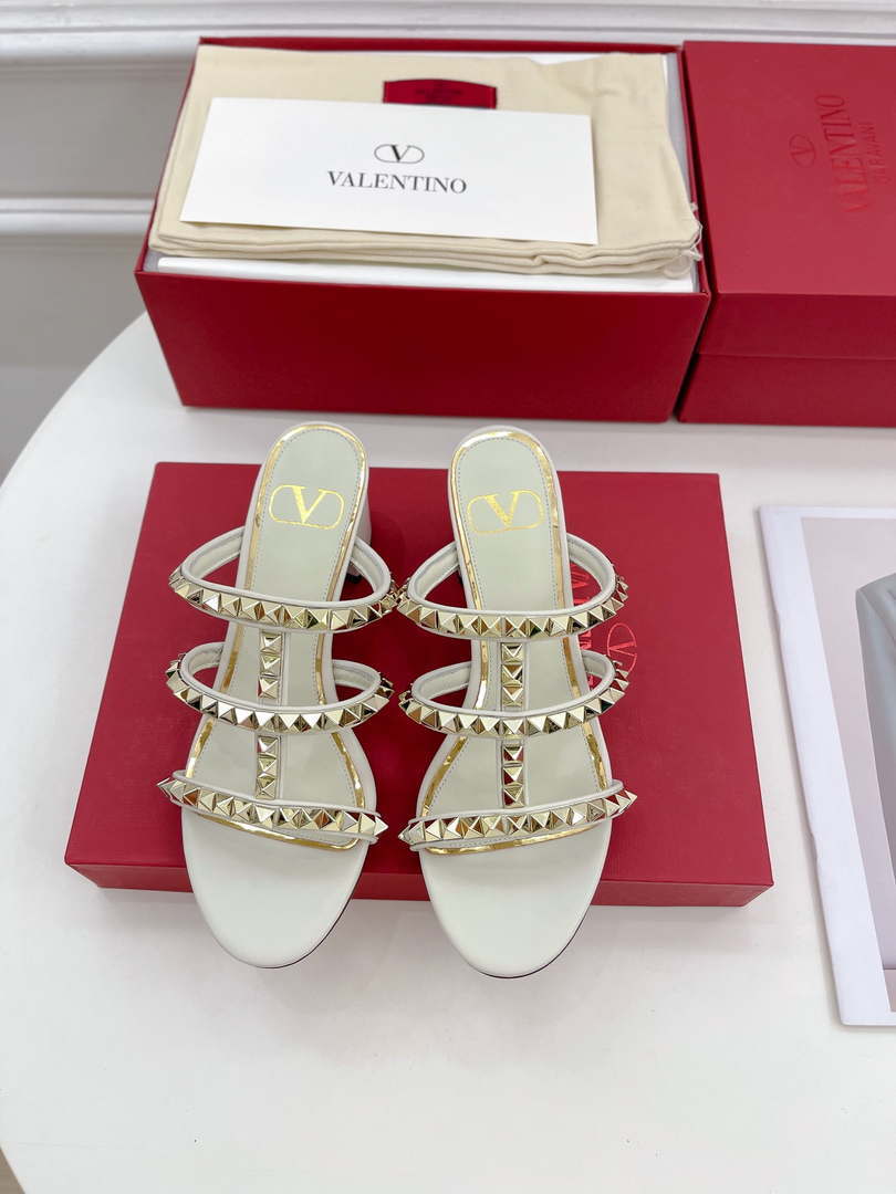 Valentino WS0C47VOD Rockstud Calfskin Leather Slide Sandal 60MM V98867