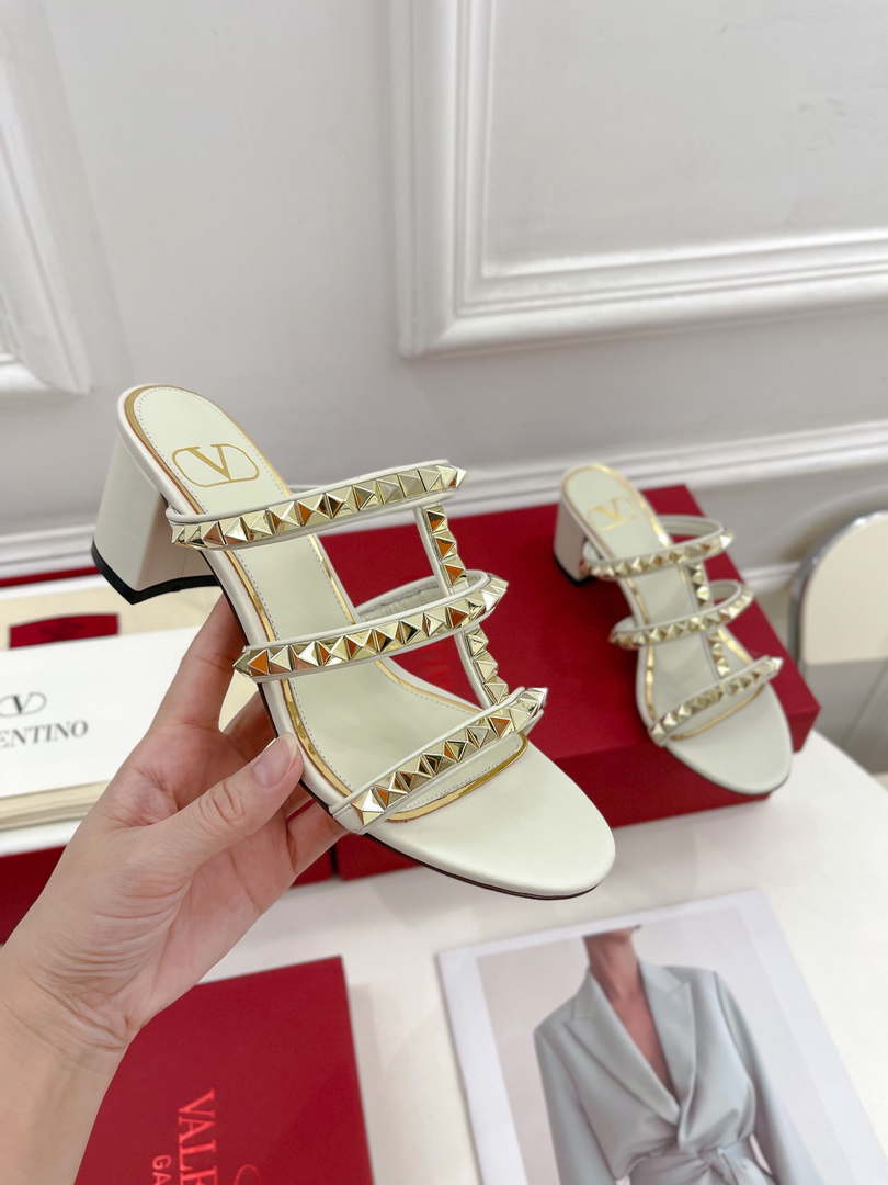 Valentino WS0C47VOD Rockstud Calfskin Leather Slide Sandal 60MM V98867