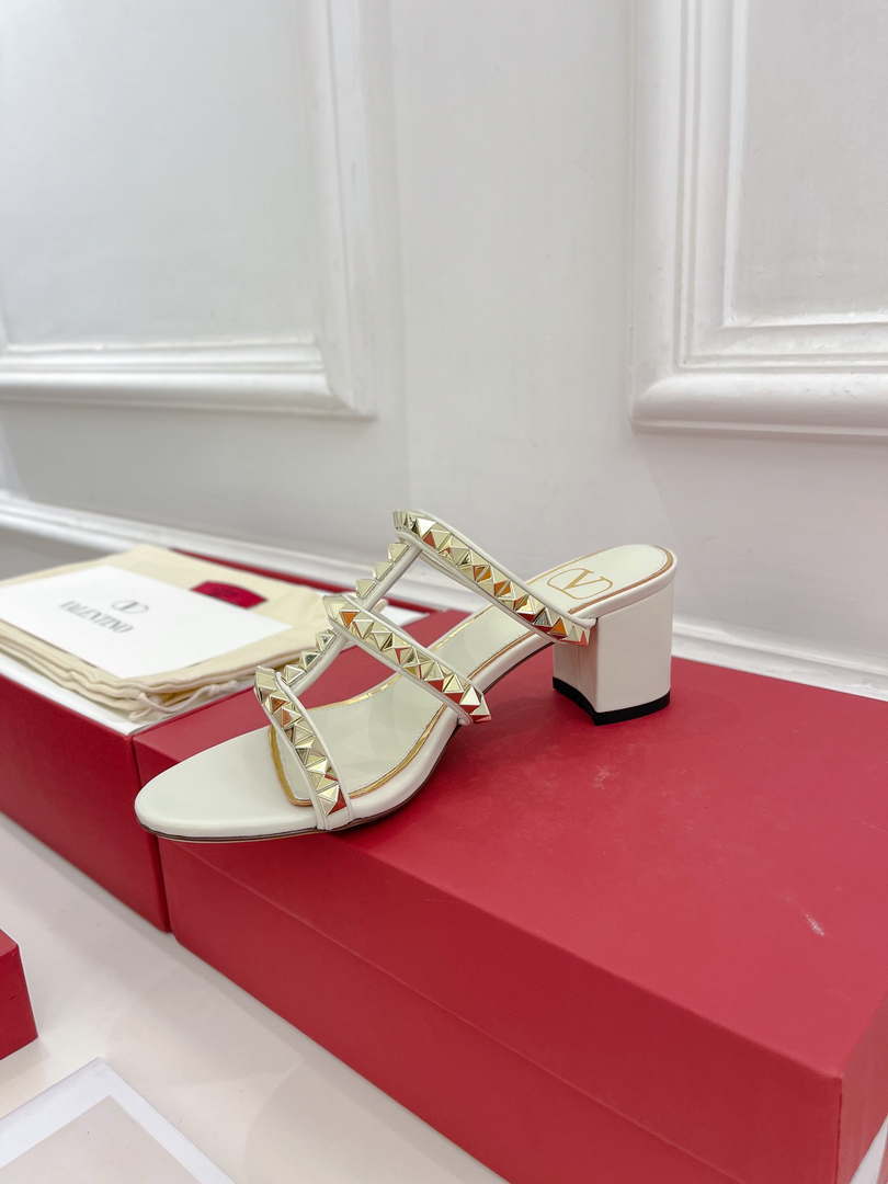 Valentino WS0C47VOD Rockstud Calfskin Leather Slide Sandal 60MM V98867 - 60MM / US 4=Euro 35 - View 1