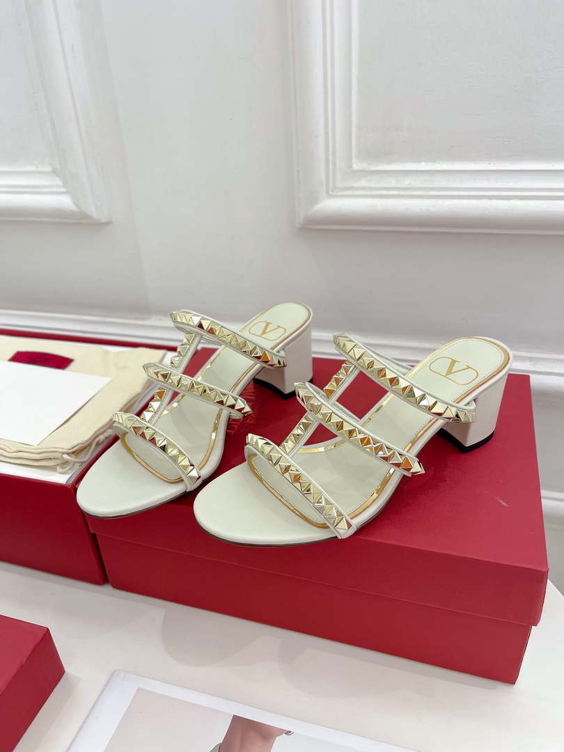 Valentino WS0C47VOD Rockstud Calfskin Leather Slide Sandal 60MM V98867