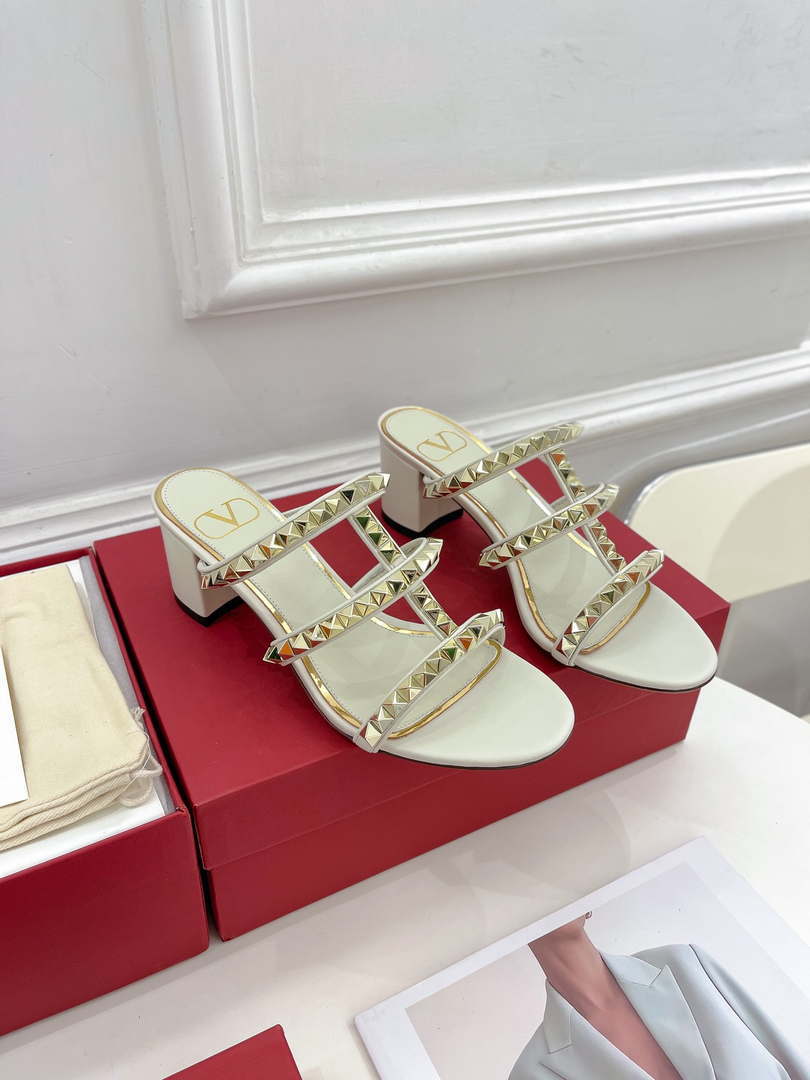 Valentino WS0C47VOD Rockstud Calfskin Leather Slide Sandal 60MM V98867