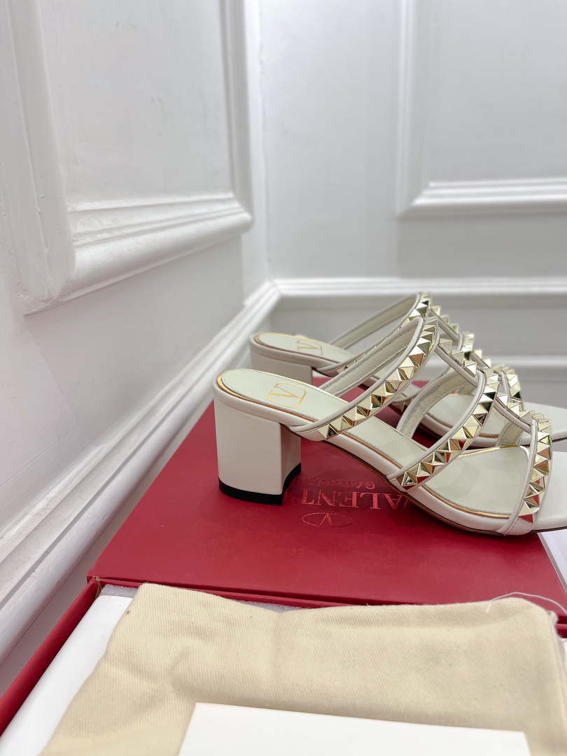 Valentino WS0C47VOD Rockstud Calfskin Leather Slide Sandal 60MM V98867