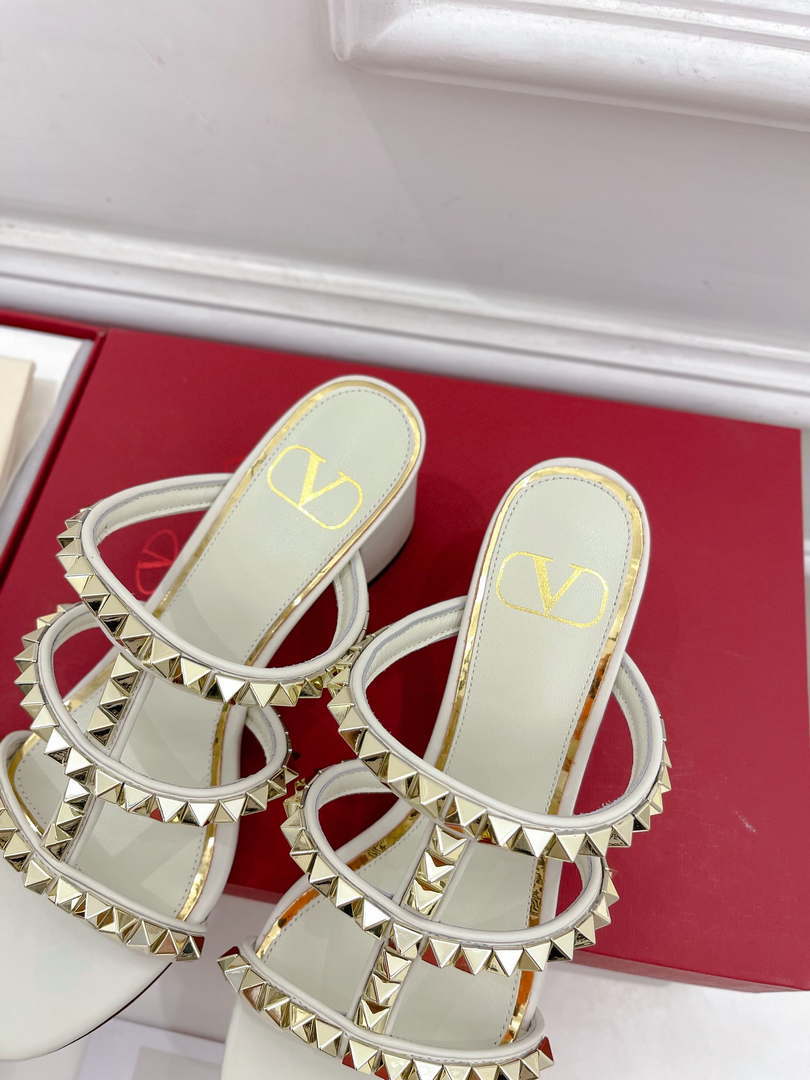 Valentino WS0C47VOD Rockstud Calfskin Leather Slide Sandal 60MM V98867