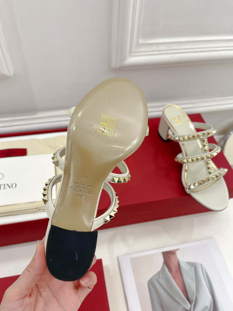 Valentino WS0C47VOD Rockstud Calfskin Leather Slide Sandal 60MM V98867