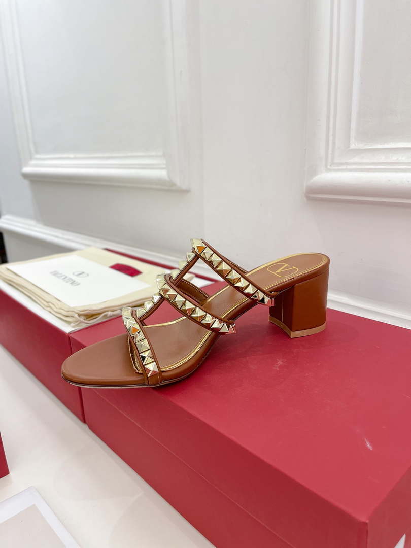 Valentino WS0C47VOD Rockstud Calfskin Leather Slide Sandal 60MM V98868