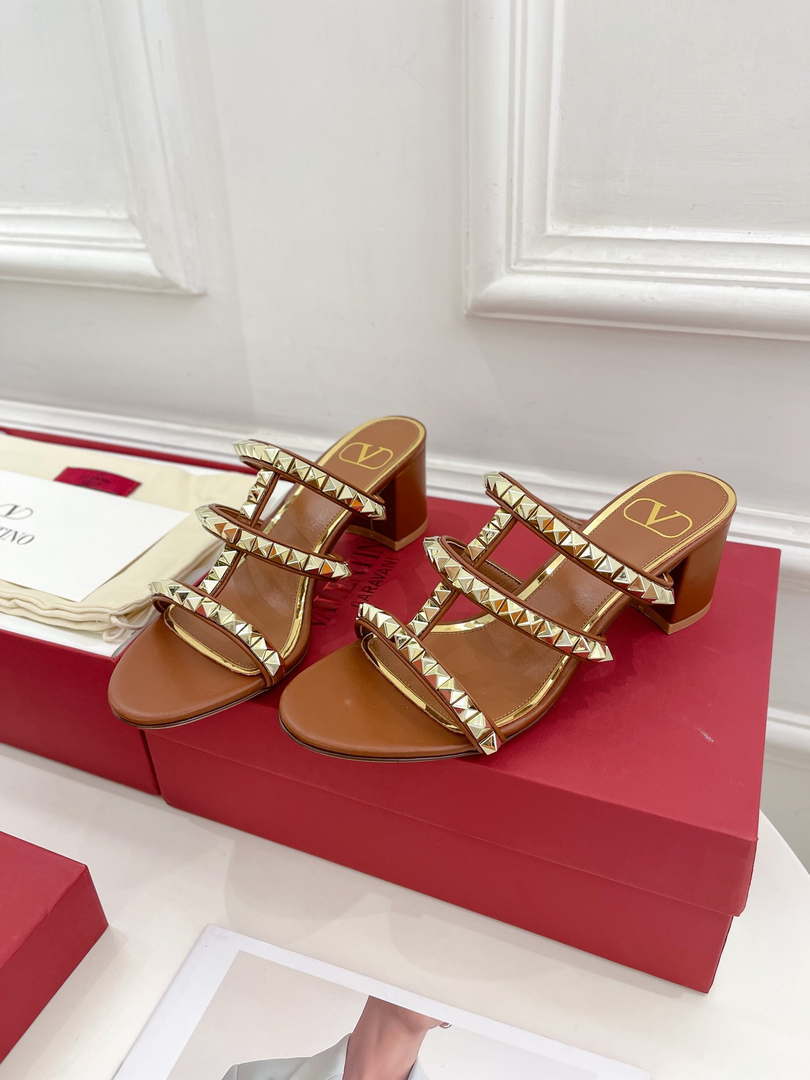 Valentino WS0C47VOD Rockstud Calfskin Leather Slide Sandal 60MM V98868