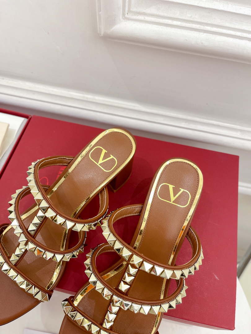 Valentino WS0C47VOD Rockstud Calfskin Leather Slide Sandal 60MM V98868