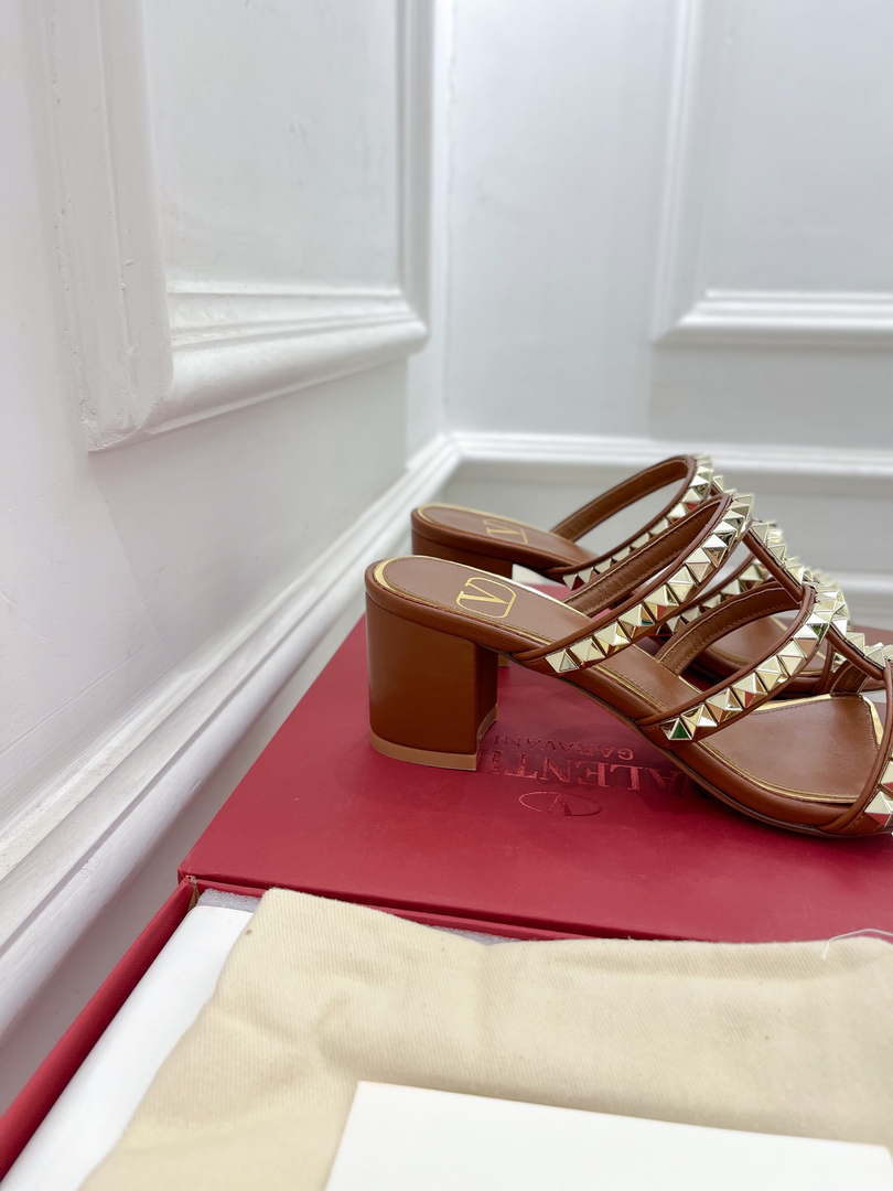 Valentino WS0C47VOD Rockstud Calfskin Leather Slide Sandal 60MM V98868