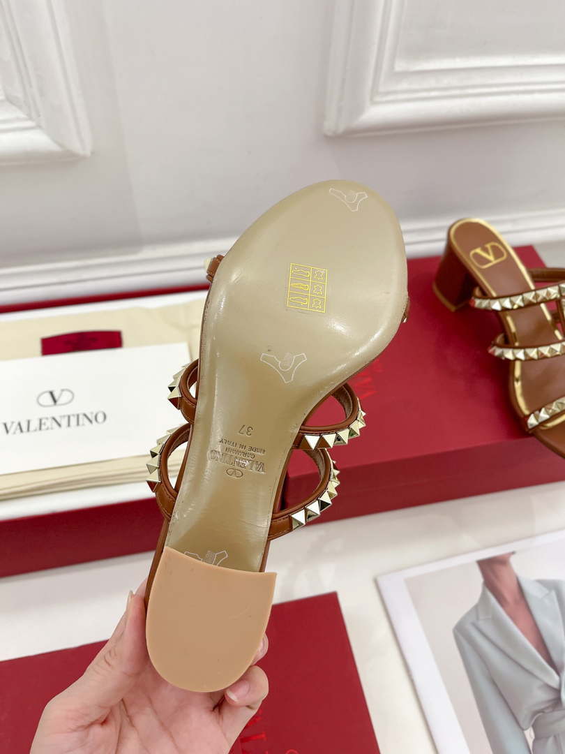 Valentino WS0C47VOD Rockstud Calfskin Leather Slide Sandal 60MM V98868