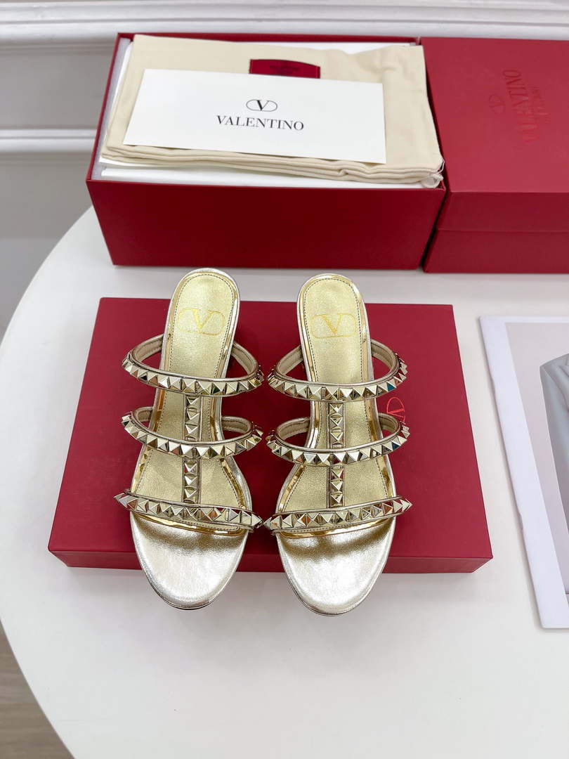 Valentino WS0C47VOD Rockstud Calfskin Leather Slide Sandal 60MM V98869