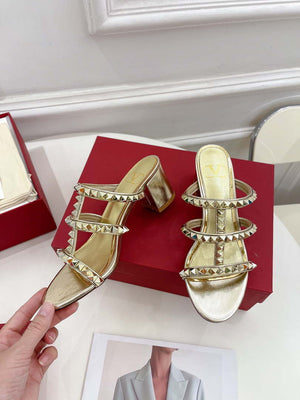 Valentino WS0C47VOD Rockstud Calfskin Leather Slide Sandal 60MM V98869 - 60MM / US 4=Euro 35 - View 1