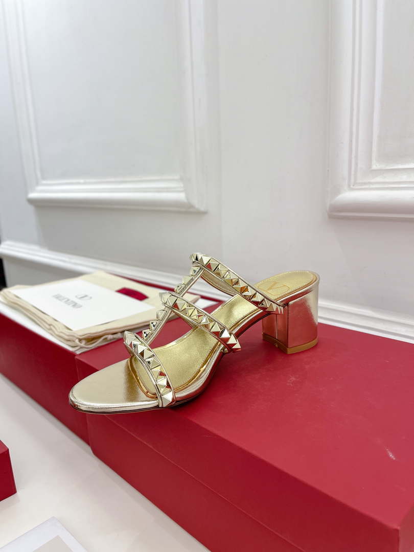 Valentino WS0C47VOD Rockstud Calfskin Leather Slide Sandal 60MM V98869