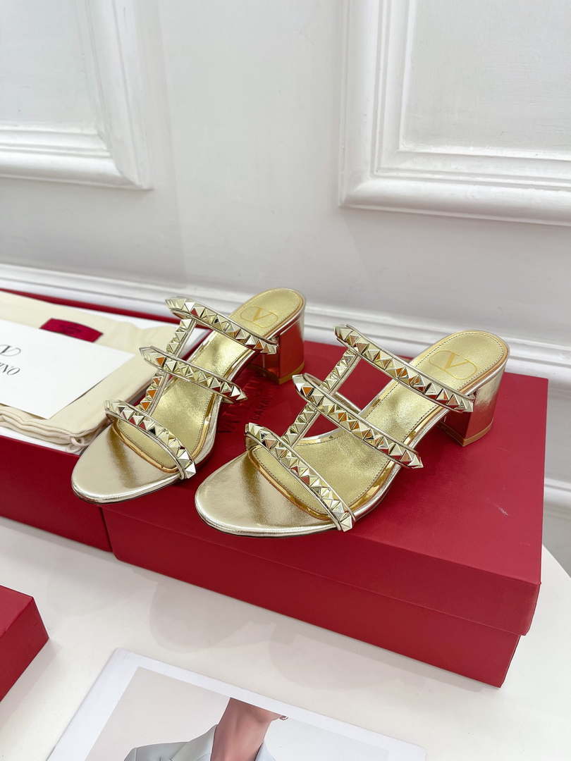 Valentino WS0C47VOD Rockstud Calfskin Leather Slide Sandal 60MM V98869