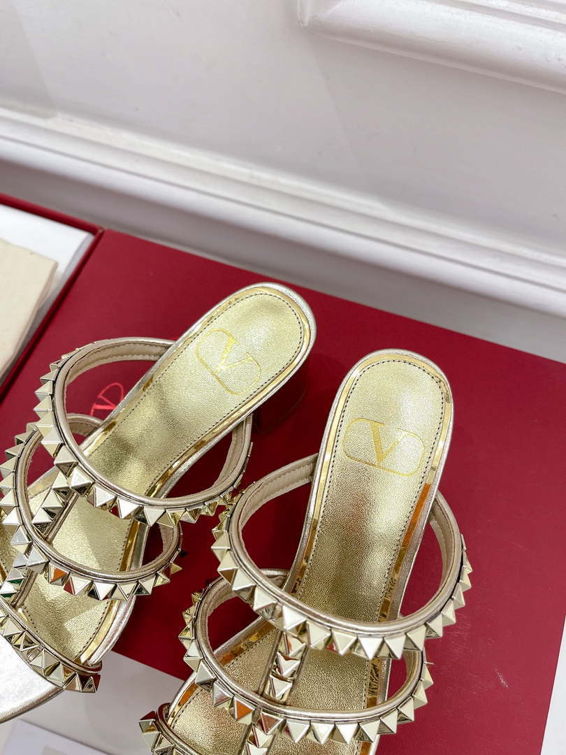 Valentino WS0C47VOD Rockstud Calfskin Leather Slide Sandal 60MM V98869