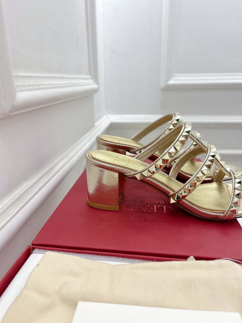 Valentino WS0C47VOD Rockstud Calfskin Leather Slide Sandal 60MM V98869