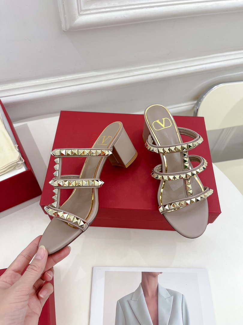 Valentino WS0C47VOD Rockstud Calfskin Leather Slide Sandal 60MM V98870