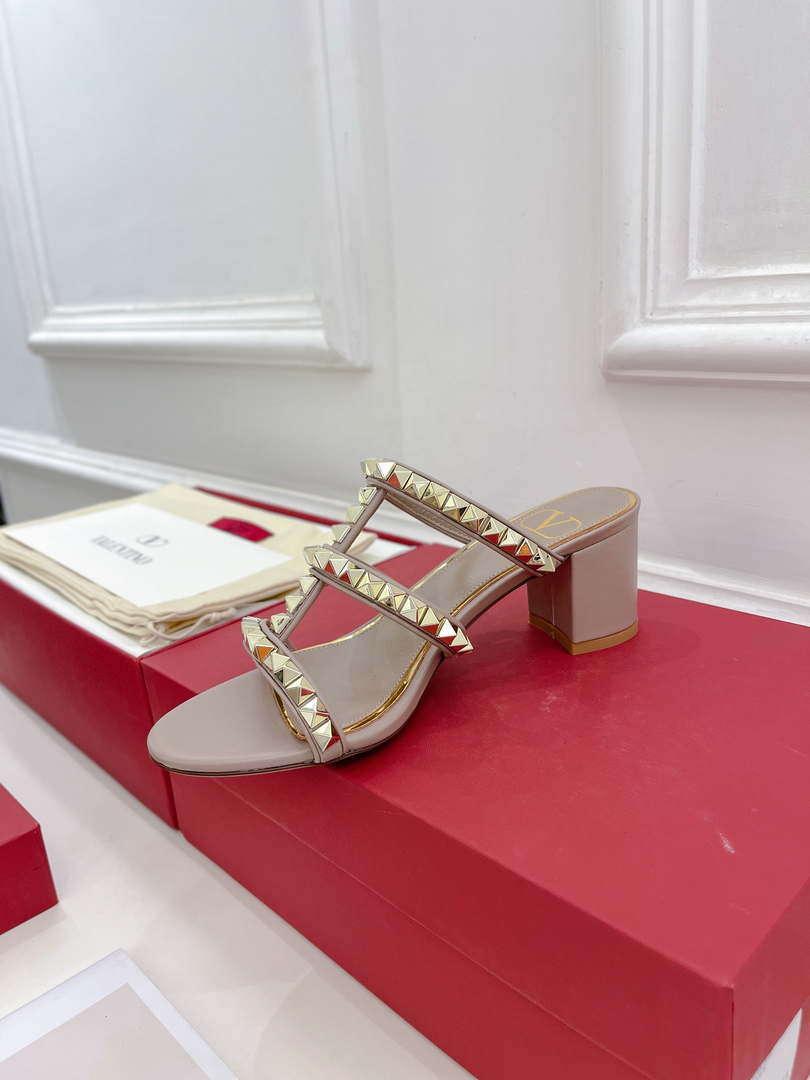Valentino WS0C47VOD Rockstud Calfskin Leather Slide Sandal 60MM V98870