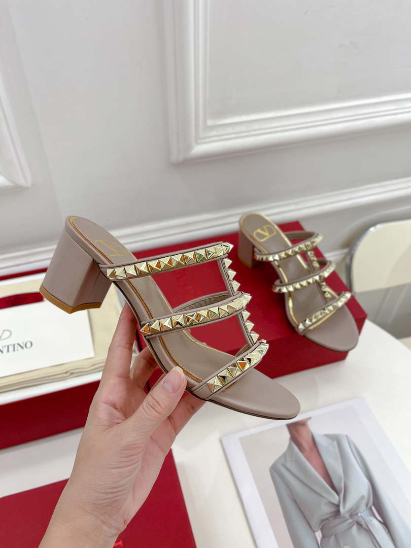 Valentino WS0C47VOD Rockstud Calfskin Leather Slide Sandal 60MM V98870