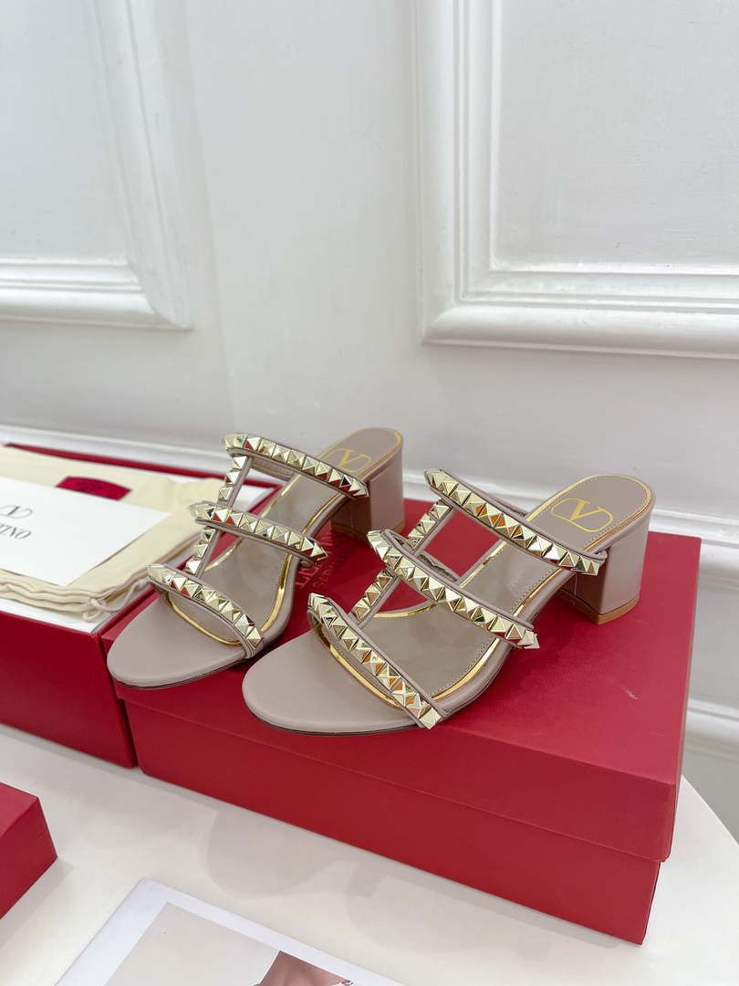 Valentino WS0C47VOD Rockstud Calfskin Leather Slide Sandal 60MM V98870